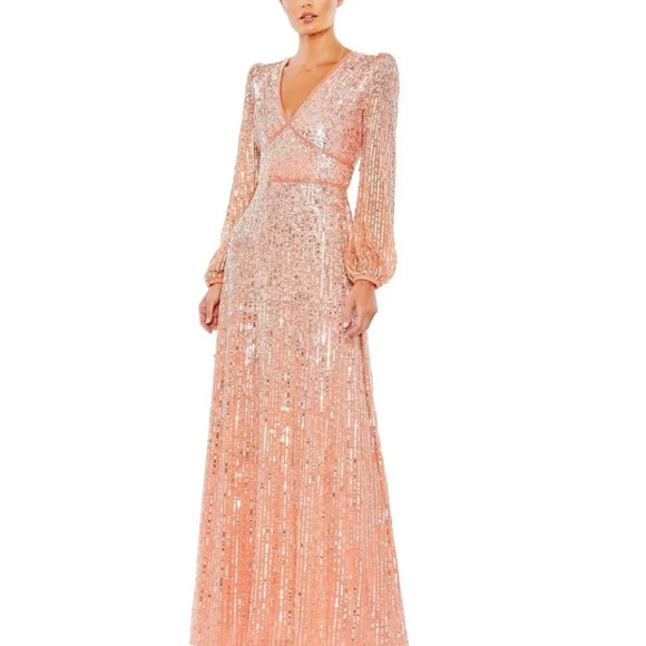 Mac Duggal Dresses & Skirts - NWT Mac Duggal V Neck Empire Waist Puff Shoulder Sequin Embellished Gown Size 20
